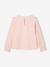 Fluwelen meisjesblouse met ruches en Engels borduursel groengrijs+roze (poederkleur) - vertbaudet enfant 