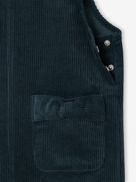 Set overgooier van fluweel en blouse van katoenen gaas voor meisjes petrolblauw - vertbaudet enfant 