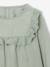 Fluwelen meisjesblouse met ruches en Engels borduursel groengrijs+roze (poederkleur) - vertbaudet enfant 