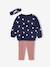 Personaliseerbare sweater + legging + haarband babymeisje antraciet+beige (poederkleur)+marineblauw - vertbaudet enfant 