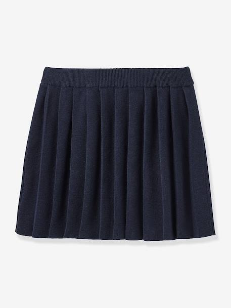 Geplooide tricot rok voor meisjes van CYRILLUS marineblauw - vertbaudet enfant 