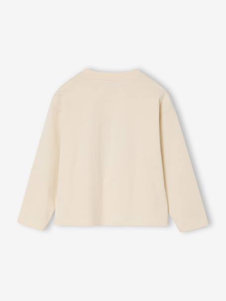 T-shirt met lange mouwen en letters voor meisjes ecru+marineblauw - vertbaudet enfant 