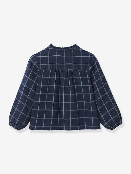 Blouse van katoenen gaas voor meisjes CYRILLUS marineblauw - vertbaudet enfant 