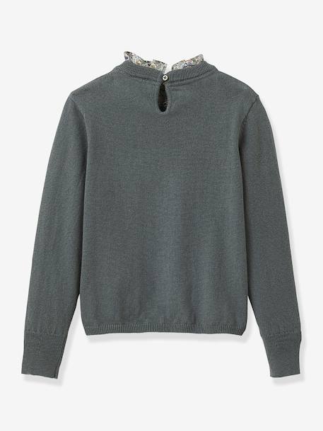 Trui voor meisjes met Liberty stoffen kraag CYRILLUS 6719 - vertbaudet enfant 