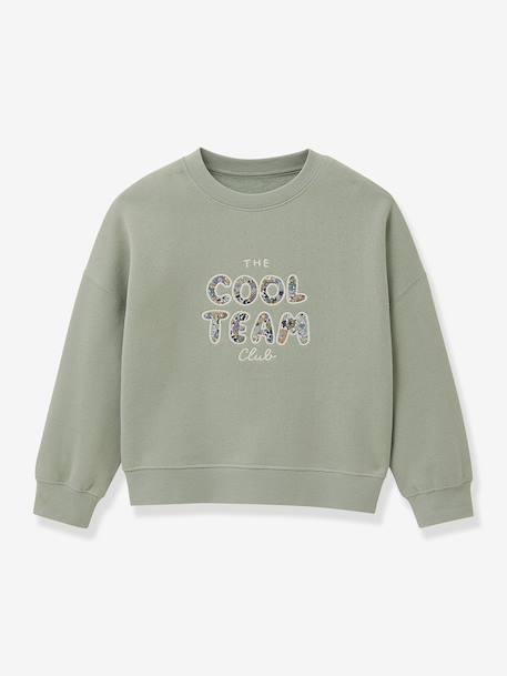 Cool Team Meisje sweater Liberty stof biologisch katoen CYRILLUS blauwgroen+marineblauw - vertbaudet enfant 