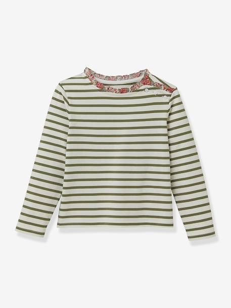 T-shirt matroos voor meisjes Liberty stof biologisch katoen CYRILLUS paars, bedrukt+roze, bedrukt - vertbaudet enfant 