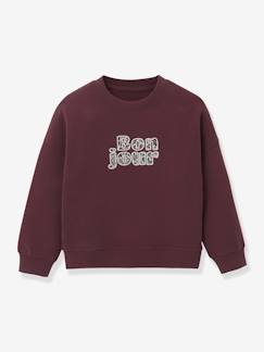 Meisje-Meisjes sweater met boodschap van biologisch katoen CYRILLUS