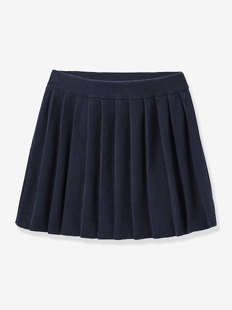 Geplooide tricot rok voor meisjes van CYRILLUS marineblauw - vertbaudet enfant 