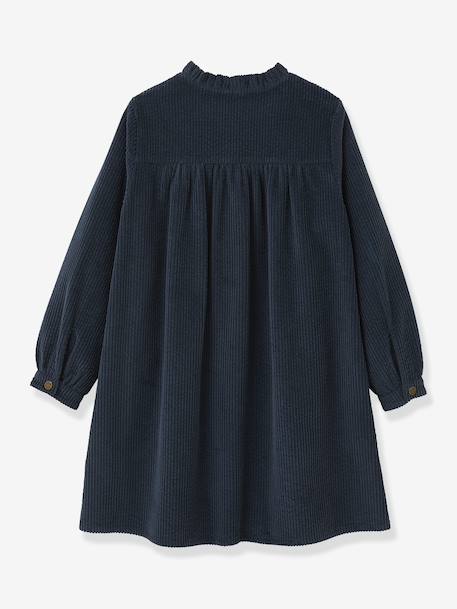 Meisjesjurk in wafel fluweel CYRILLUS blauw - vertbaudet enfant 