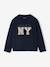 T-shirt met lange mouwen en letters voor meisjes ecru+marineblauw - vertbaudet enfant 