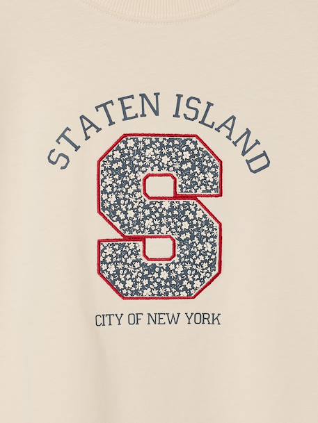 T-shirt met lange mouwen en letters voor meisjes ecru+marineblauw - vertbaudet enfant 