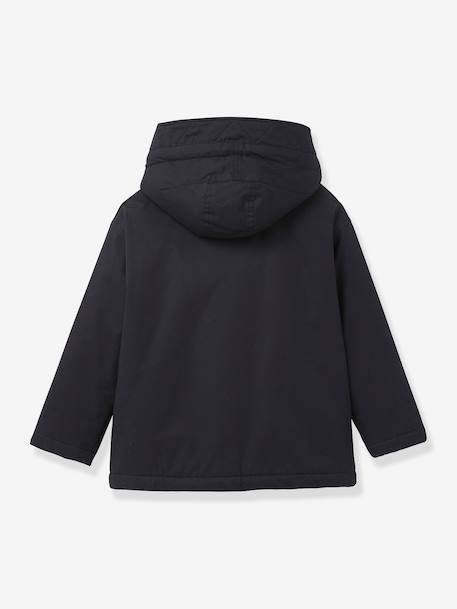 Korte parka voor meisjes met luipaardvoering CYRILLUS inktblauw - vertbaudet enfant 