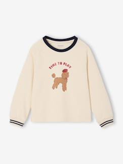 -T-shirt met hondenmotief, glitterdetails, lange mouwen voor meisjes