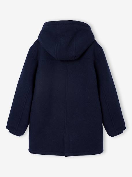 Dufflejas voor jongens van wollen stof met sherpavoering gemêleerd grijs+marineblauw - vertbaudet enfant 