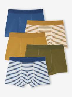 -Set van 5 boxershorts voor jongens, effen en gestreept