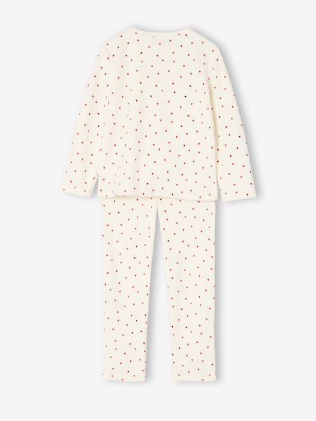 Set van 2 pyjama's fluweel / velours met hartjes voor meisjes ecru - vertbaudet enfant 