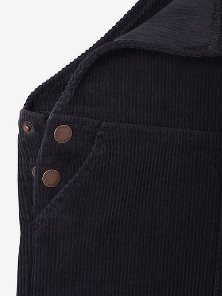 Velours meisjestuinbroek met ruches op de bandjes antraciet+groengrijs - vertbaudet enfant 