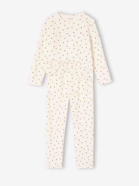 Set van 2 pyjama's fluweel / velours met hartjes voor meisjes ecru - vertbaudet enfant 