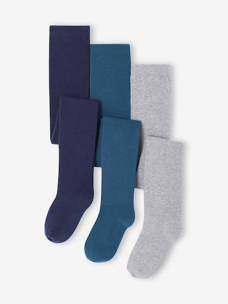 Set van 3  Oeko-Tex®-meisjesleggings kaneel+marineblauw+oudroze+pruim+roze (poederkleur)+Set gechineerd grijs+set inkt+zachtpaars - vertbaudet enfant 