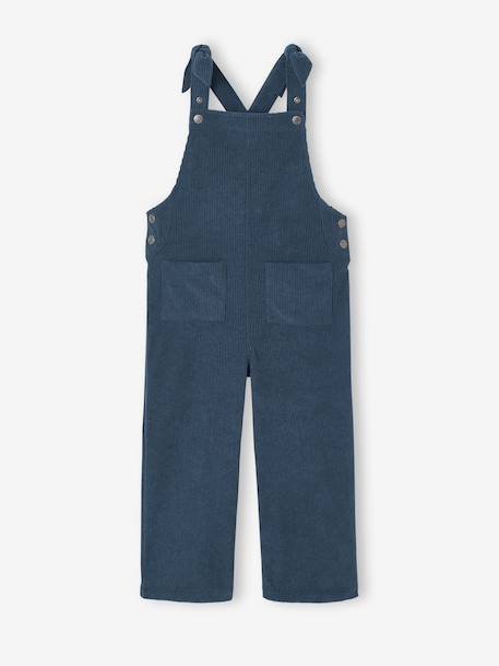 Salopet van fluweel / velours met fleece-effect en wijde pijpen voor meisjes dennen+zachtpaars - vertbaudet enfant 