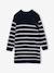 Gestreept jurk in trui voor meisjes ecru+marineblauw - vertbaudet enfant 