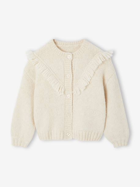 Vest met franjes voor meisjes ecru - vertbaudet enfant 