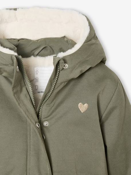 Romantische parka met capuchon voor meisjes groen+marineblauw - vertbaudet enfant 