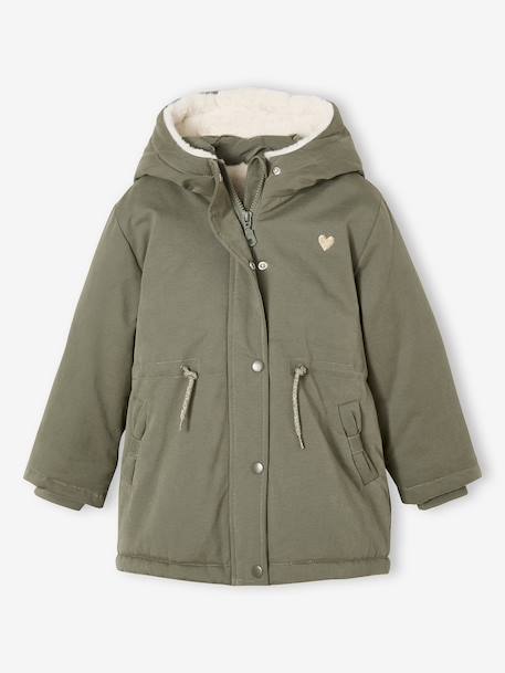 Romantische parka met capuchon voor meisjes groen+marineblauw - vertbaudet enfant 