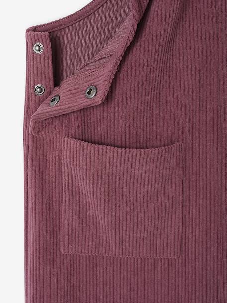 Salopet van fluweel / velours met fleece-effect en wijde pijpen voor meisjes dennen+zachtpaars - vertbaudet enfant 