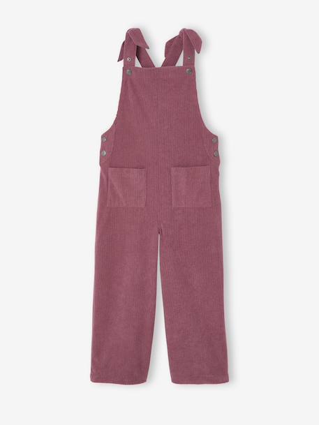 Salopet van fluweel / velours met fleece-effect en wijde pijpen voor meisjes dennen+zachtpaars - vertbaudet enfant 