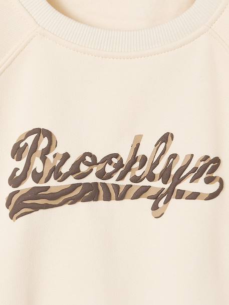 Sweater met 'Brooklyn' inscriptie en zebraprint voor meisjes ecru - vertbaudet enfant 