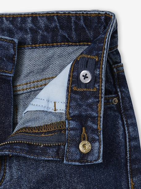 Wijde jeans met ruches voor meisjes donkerblauw - vertbaudet enfant 