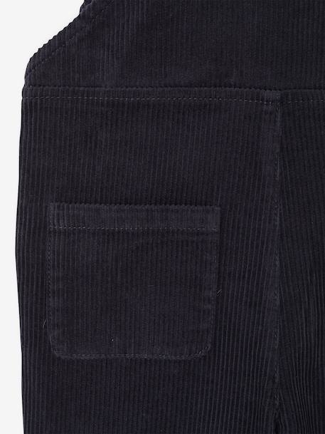 Velours meisjestuinbroek met ruches op de bandjes antraciet+groengrijs - vertbaudet enfant 