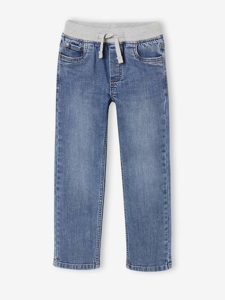 Onverwoestbare rechte relaxjeans jongens, eenvoudig aan te trekken denimgrijs+double stone+ongewassen denim+stone - vertbaudet enfant 