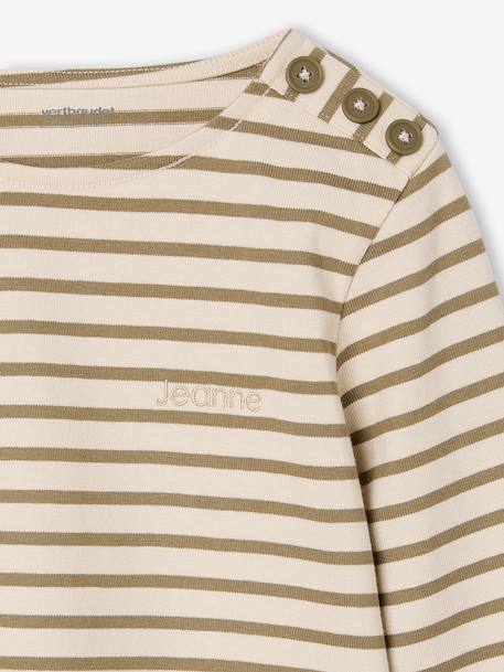 Gestreept meisjesshirt lange mouwen marineblauw+olijf - vertbaudet enfant 