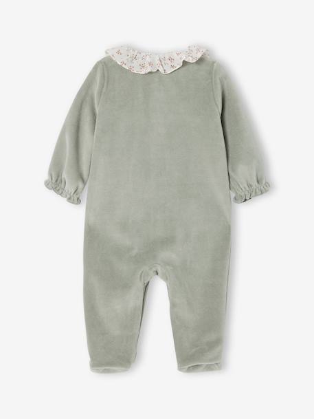 Aanpasbaar fluwelen slaappakje voor baby met kraag roze (poederkleur)+saliegroen - vertbaudet enfant 