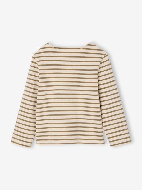 Gestreept meisjesshirt lange mouwen marineblauw+olijf - vertbaudet enfant 