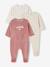 Set van 3 fluwelen babyslaappakjes BASICS cappuccino+rozen - vertbaudet enfant 