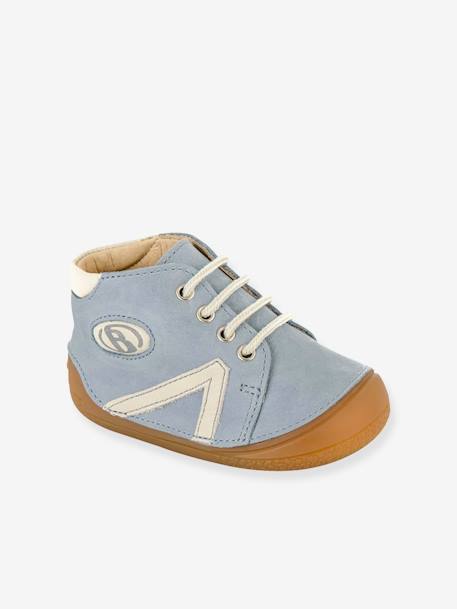 Veterlaarsjes van leer voor jongensbaby B1 Babybotte® BLAUW LICHT UNI - vertbaudet enfant 