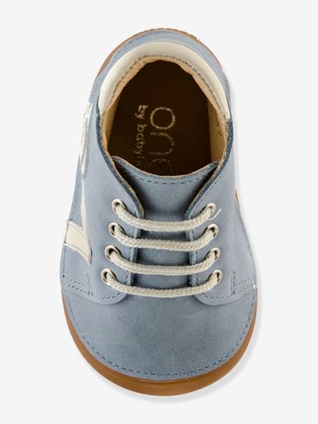 Veterlaarsjes van leer voor jongensbaby B1 Babybotte® BLAUW LICHT UNI - vertbaudet enfant 