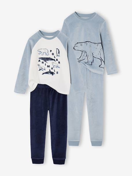 Set van 2 jongenspyjama's fluweel/velours Pooldieren hemelsblauw - vertbaudet enfant 