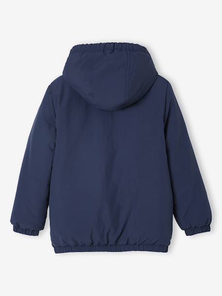 Ripstop parka met imitatiebontvoering voor jongens brons+marineblauw - vertbaudet enfant 