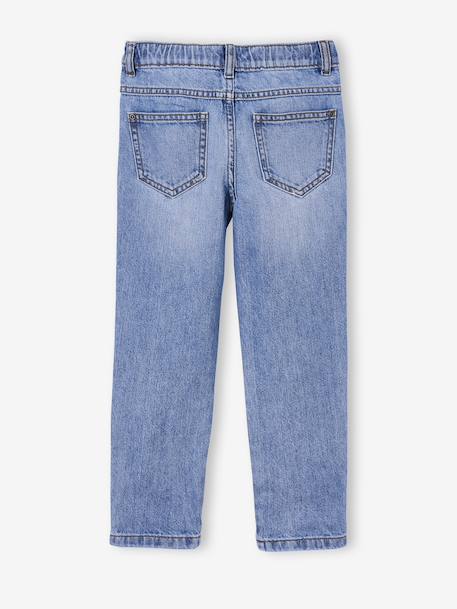 Elastische en verstelbare jeans met wijde pijpen ongewassen denim+stone - vertbaudet enfant 