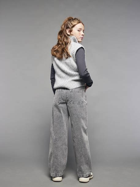 Losse jeans voor meisjes JONEN denimgrijs+donkerblauw+middenblauw - vertbaudet enfant 