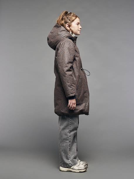 Parka met luipaardprint voor meisjes met sherpavoering JONEN marineblauw - vertbaudet enfant 