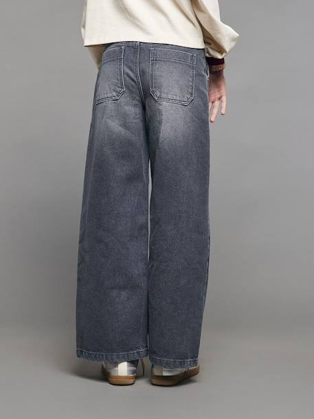 Wijde jeans met timmermanszakken voor meisjes JONEN denimgrijs+donkerblauw+middenblauw - vertbaudet enfant 