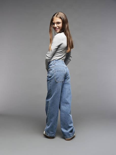 Losse jeans voor meisjes JONEN denimgrijs+donkerblauw+middenblauw - vertbaudet enfant 