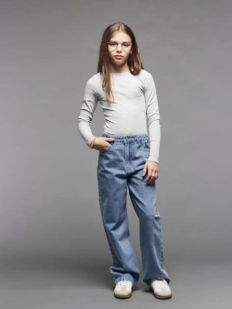 Losse jeans voor meisjes JONEN denimgrijs+donkerblauw+middenblauw - vertbaudet enfant 