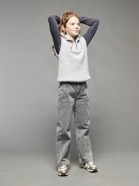 Losse jeans voor meisjes JONEN denimgrijs+donkerblauw+middenblauw - vertbaudet enfant 