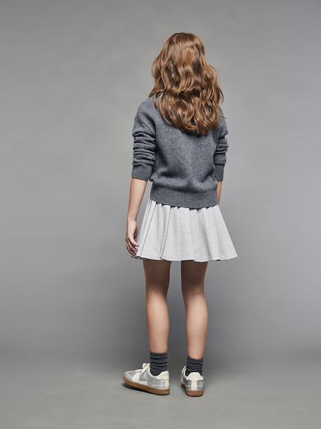 Geplooide rok in sweatstof voor meisjes JONEN gemêleerd grijs - vertbaudet enfant 